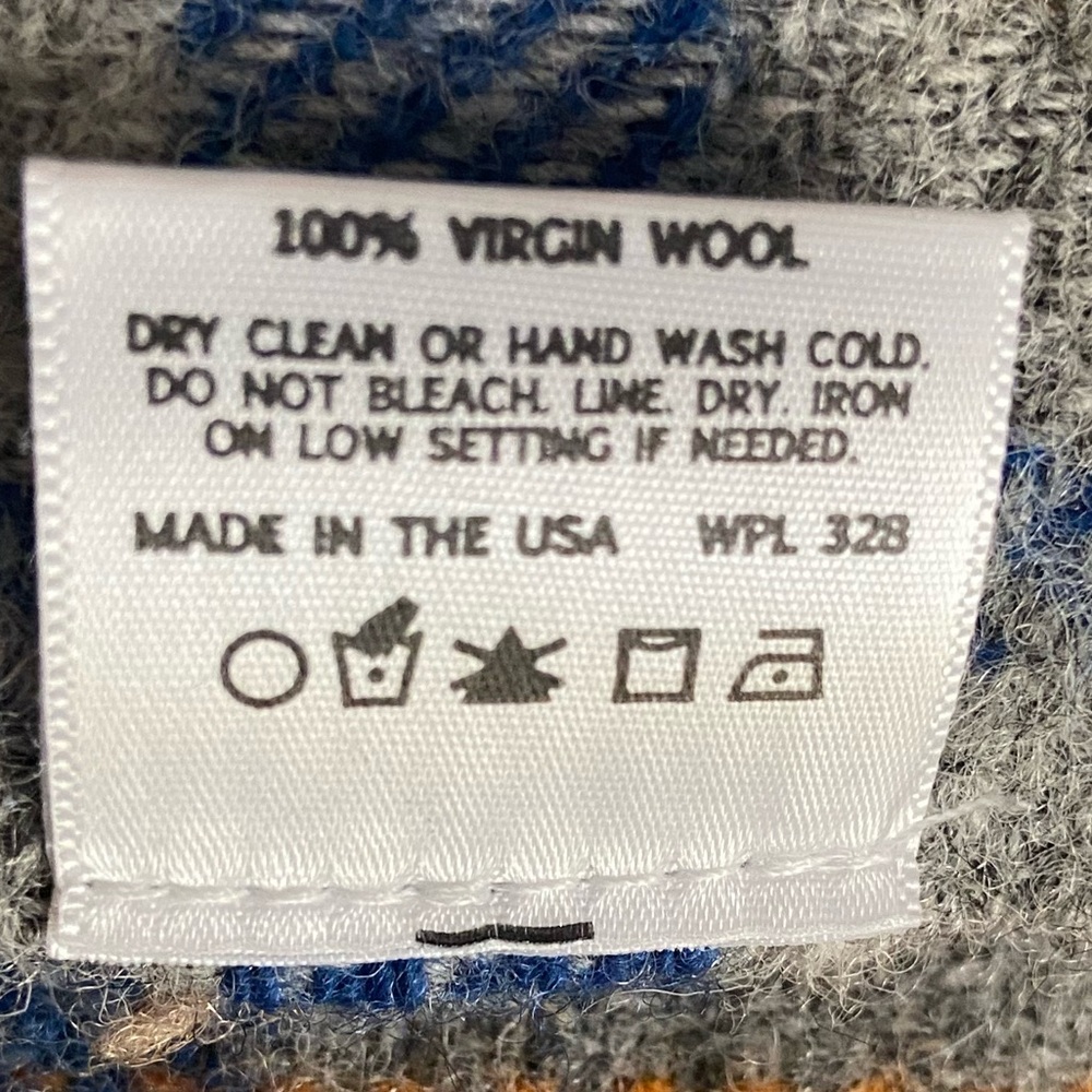 Faribault Woolen Mill Company Throw Blanket 50”x60” Gray,Orange,Blue - Picture 7 of 7